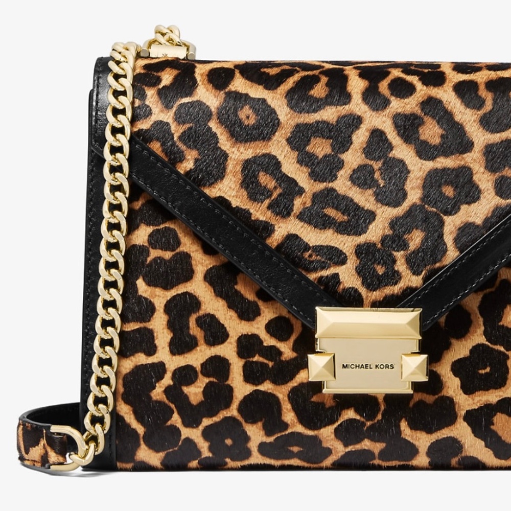 Whitney large leopard calf hair shoulder bag